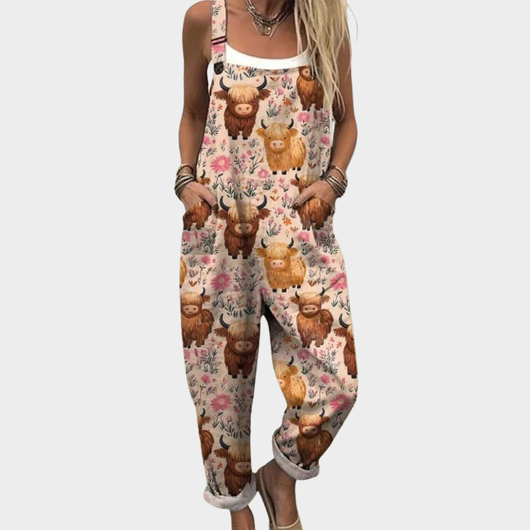Luchtige dames jumpsuit met bloemenprint, dunne stof en soepele val