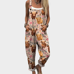 Luchtige dames jumpsuit met bloemenprint, dunne stof en soepele val