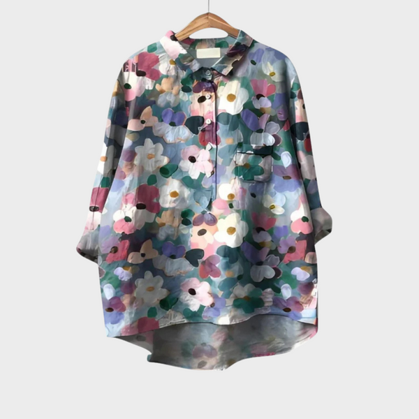 Luchtige zomerblouse met verfijnde print en flatteuze pasvorm voor dames