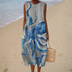 Mouwloze zomerjurk met print en luchtige losse snit voor warme zomerdagen