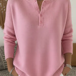 Anke dames gebreide trui met henley-knoopsluiting