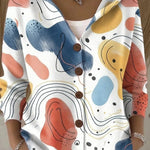 Geertje dames gebreid vest met print en capuchon