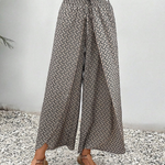 Relaxte wijde damesbroek met moderne print, elastische tailleband en soepel vallende pijpen
