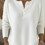 Anke dames gebreide trui met henley-knoopsluiting