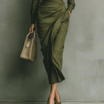 Hera dames getailleerde maxi-jurk met drapering