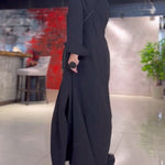 Losse maxi jurk voor dames in effen kleur met reverskraag en lange mouwen