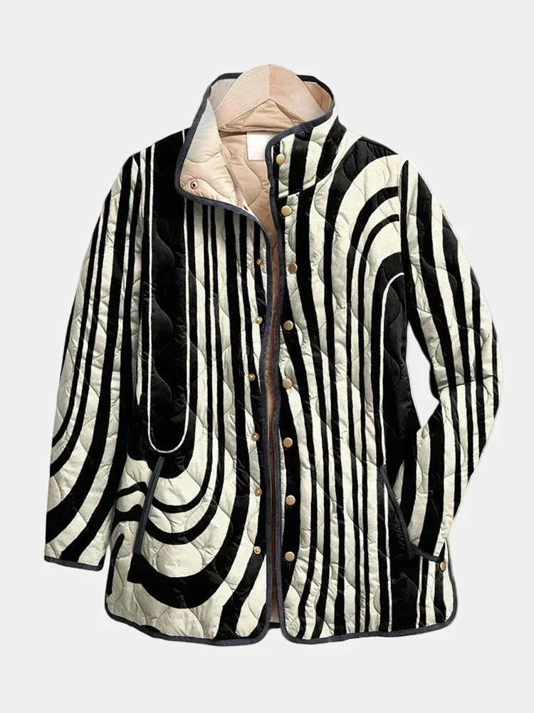 Bianca dames gewatteerd jasje met geometrische print