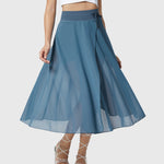 Elegante 2-in-1 dames rok met hoge taille, elastische band en soepel vallende stof