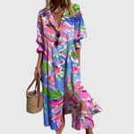 Elegante boheemse jurk met vloeiende val en delicate print voor dames
