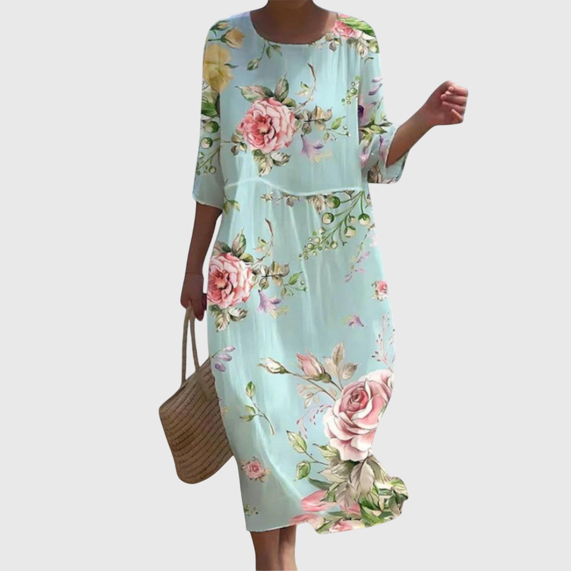 Elegante maxi jurk met fijne bloemenprint en vloeiende rok voor dames