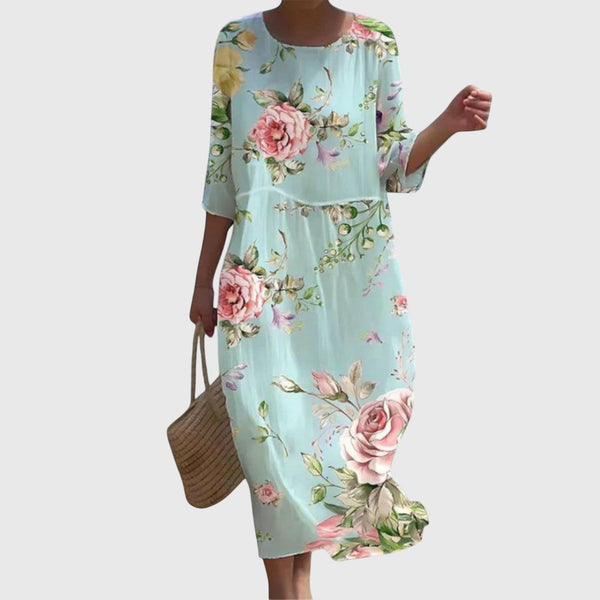 Elegante maxi jurk met fijne bloemenprint en vloeiende rok voor dames