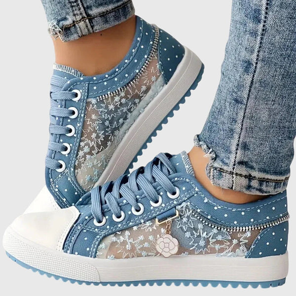 Orthopedische damessneakers met breed teengedeelte, voetboogsteun en schokdempende zool