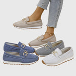 Orthopedische loafers voor dames met mesh bovenwerk, gouden bitdetail en antislipzool