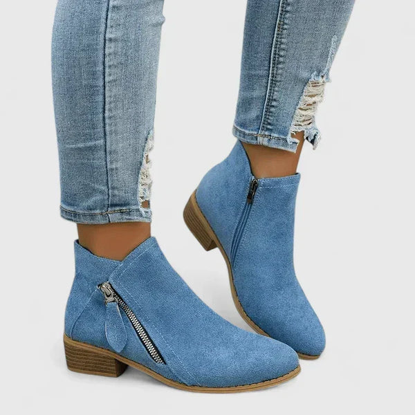 Bruine vintage orthopedische laarzen voor dames met stevige, duurzame zool