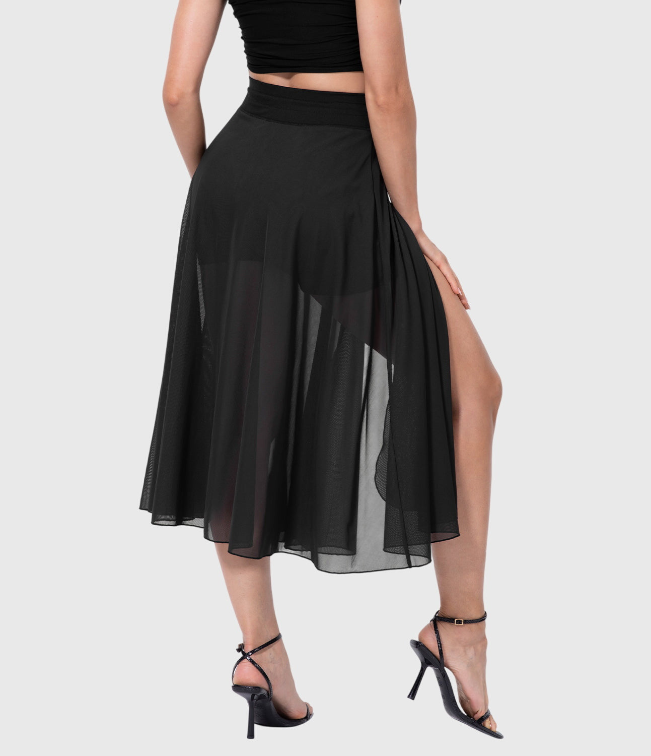 Elegante 2-in-1 dames rok met hoge taille, elastische band en soepel vallende stof