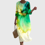 Elegante maxi jurk met fijne bloemenprint en vloeiende rok voor dames