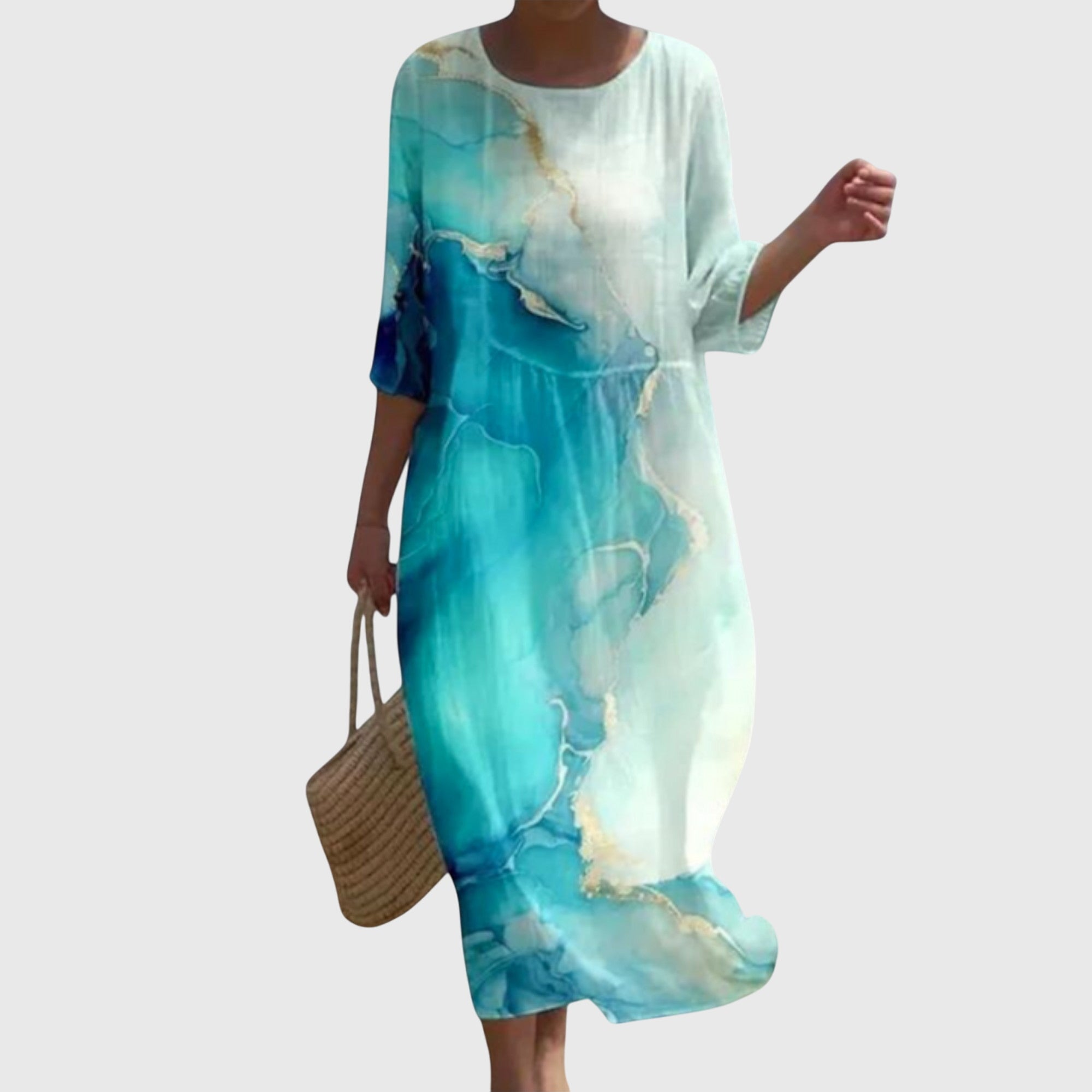 Elegante maxi jurk met fijne bloemenprint en vloeiende rok voor dames