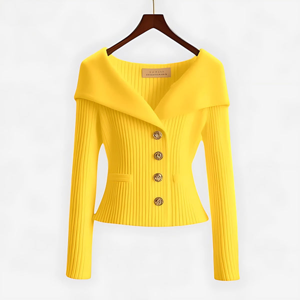 Gebreid dames vest met revers kraag en knoopsluiting in zacht breisel, ruime snit