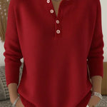 Anke dames gebreide trui met henley-knoopsluiting