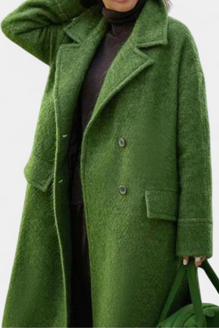 Geertje dames oversized lange jas met dubbele knopenrij