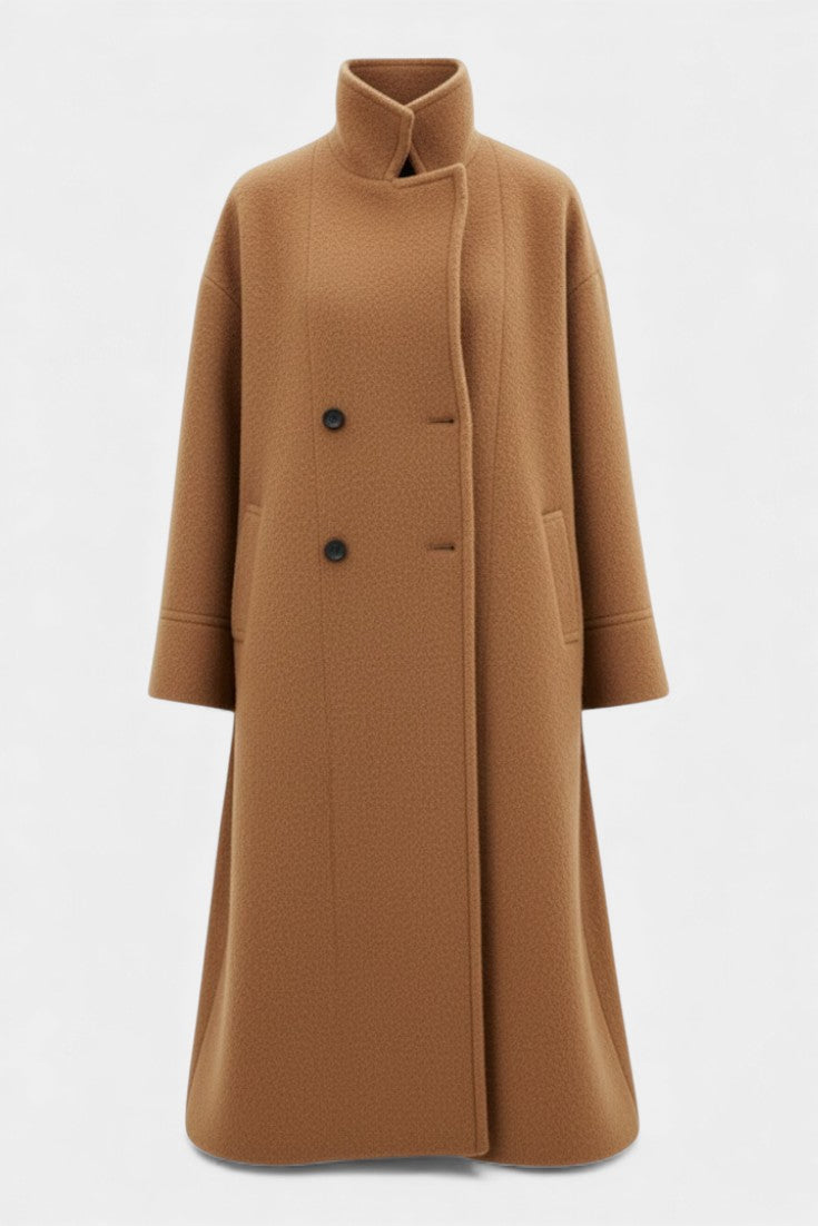 Geertje dames oversized lange jas met dubbele knopenrij