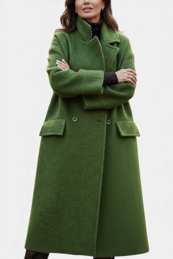Geertje dames oversized lange jas met dubbele knopenrij