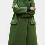 Geertje dames oversized lange jas met dubbele knopenrij