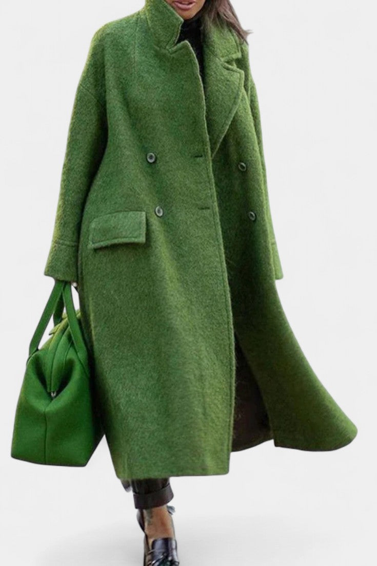 Geertje dames oversized lange jas met dubbele knopenrij