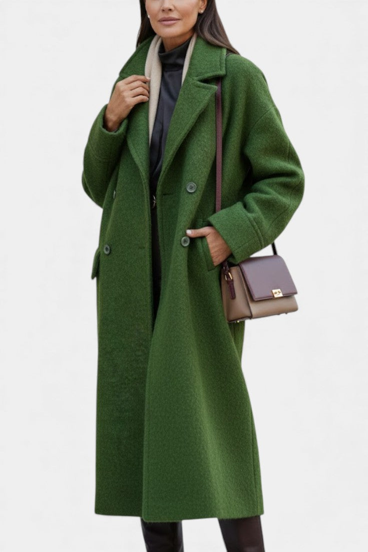 Geertje dames oversized lange jas met dubbele knopenrij