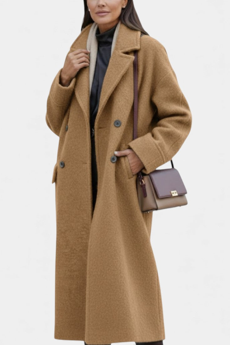 Geertje dames oversized lange jas met dubbele knopenrij
