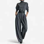Doris dames jumpsuit met hoge hals en wijde pijpen