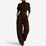 Doris dames jumpsuit met hoge hals en wijde pijpen