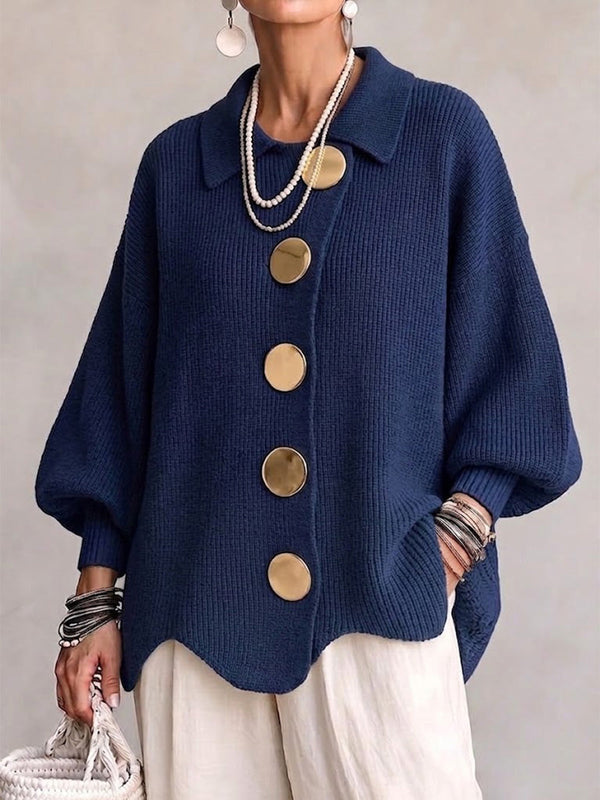 Bente oversized vest met goudkleurige knopen